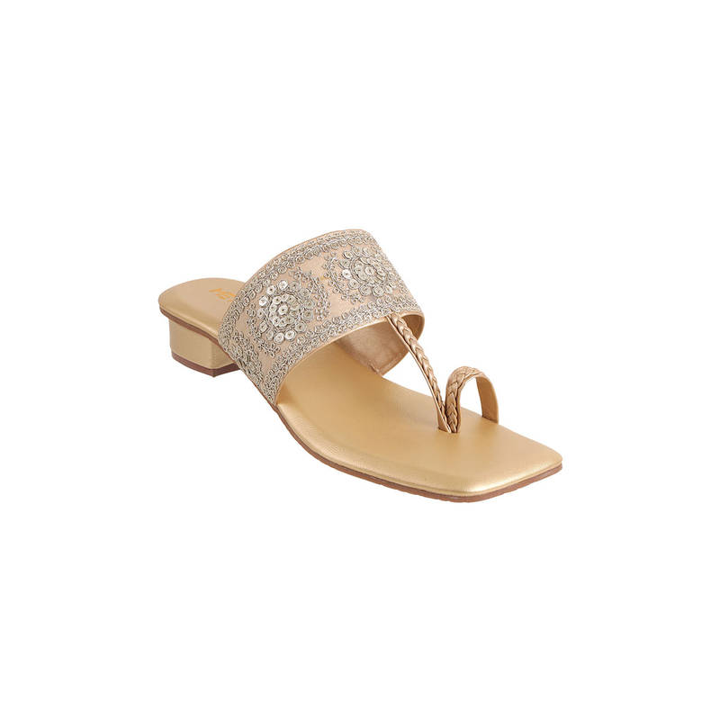 Metro Women Gold One Toe Heels (EURO 36)