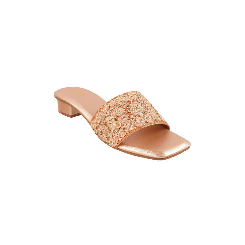Metro Women Rose Gold Sandal Heels (EURO 40)
