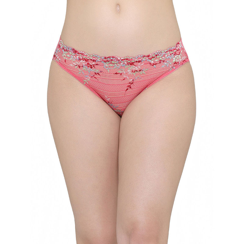 Wacoal Women's Embrace Lace Low Waist Medium Coverage Pink Bikini Panty (L)