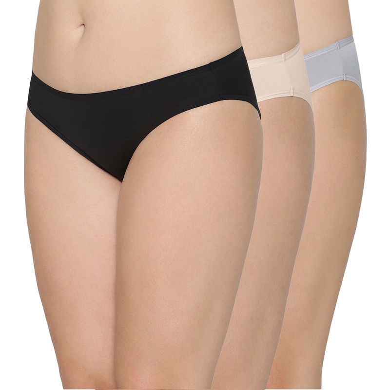 Wacoal Women's Nylon Low Waist Medium Coverage Everyday Wear Pack Of 3 Bikini Panties (L)