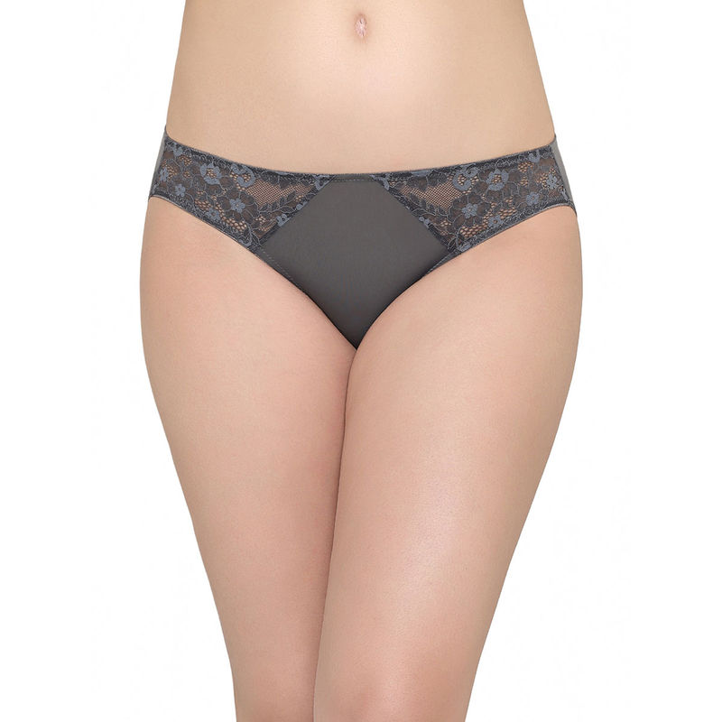 Wacoal Women's Balcony & Beyond Low Waist Mid Coverage Everyday Wear Grey Bikini Panty (XL)
