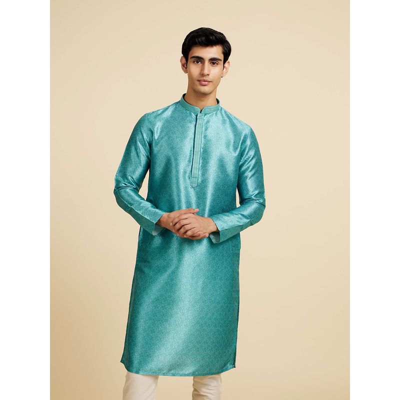 Diwas by Manyavar Aqua Green Art Silk Kurtas for Men (M)