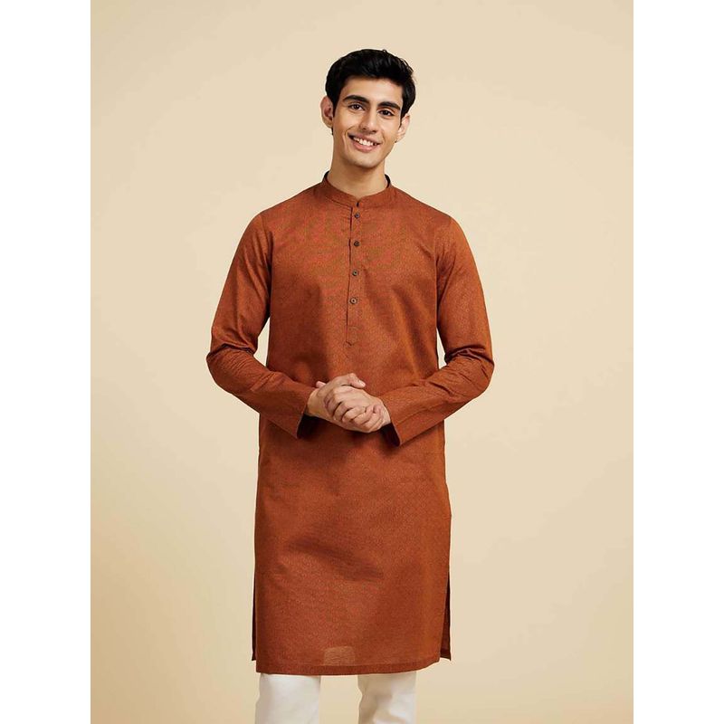 Diwas by Manyavar Brown Cotton Kurtas for Men (S)