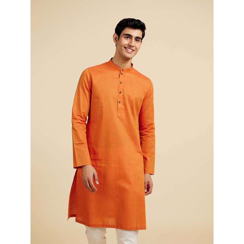 Diwas by Manyavar Orange Cotton Kurtas for Men (S)