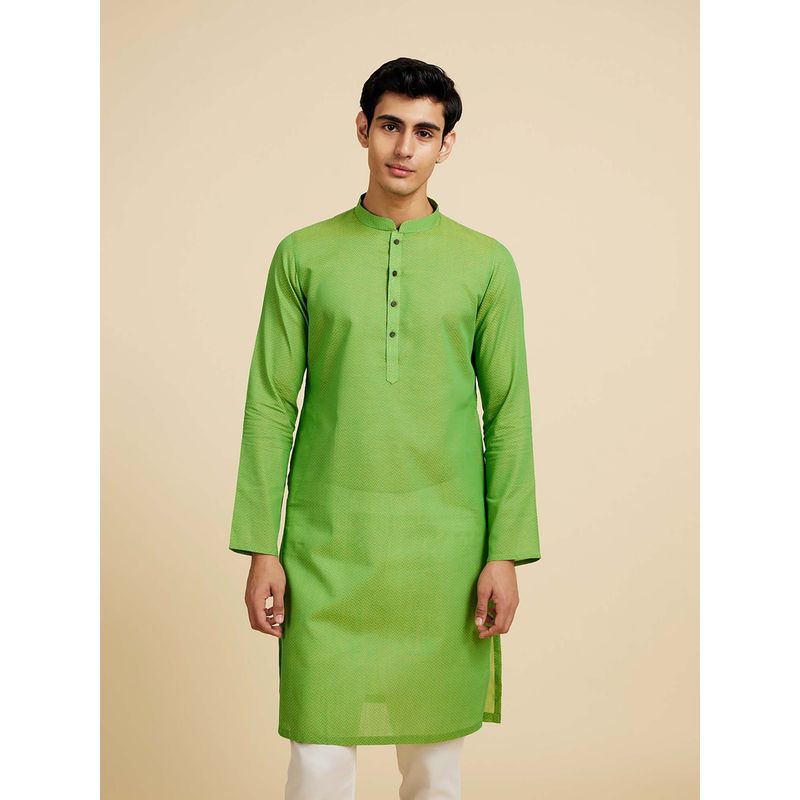 Diwas by Manyavar Light Mid Green Cotton Kurtas for Men (S)