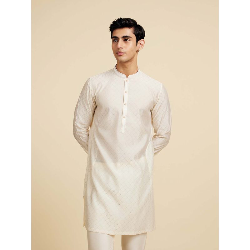 Diwas by Manyavar Cream Blended Viscose Kurtas for Men (S)