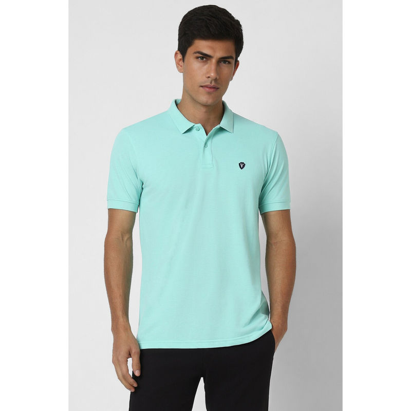 Van Heusen Men Green Solid Polo Neck T-Shirt (XL)