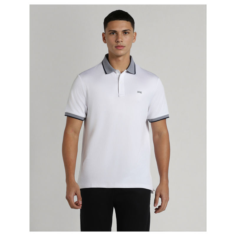 American Eagle White Ae Textured Polo T-Shirt (M)