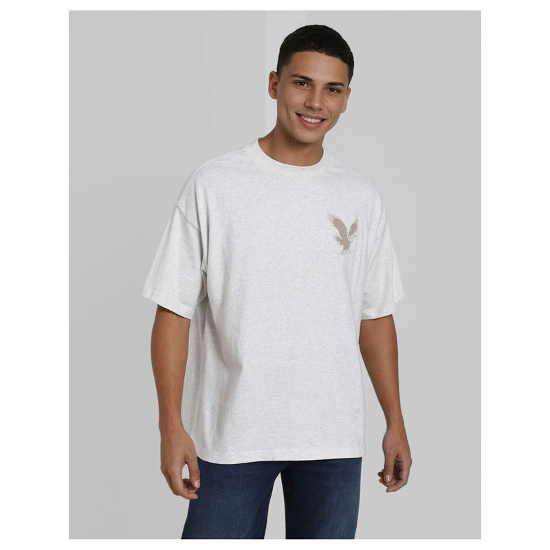 American Eagle White Ae Logo Solid T-Shirt (S)