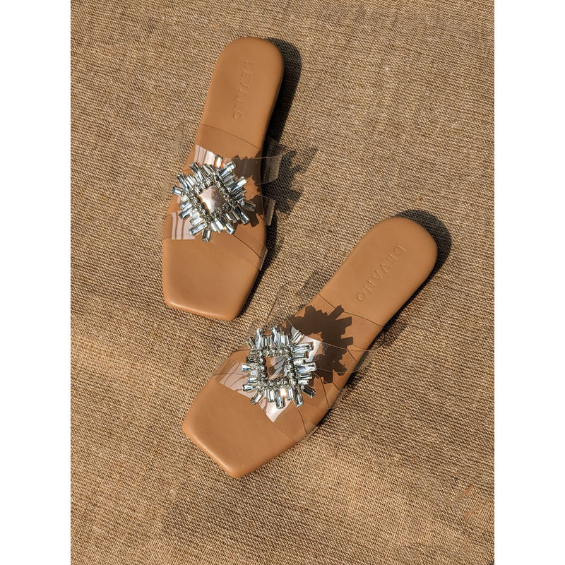 Devano Strappy Crystal Sliders Clear (EURO 36)