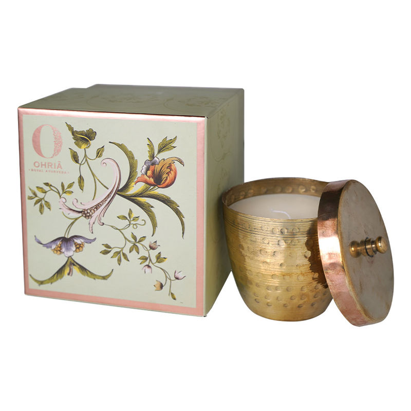 Ohria Ayurveda Raatrani & Mint Luxury Brass Candle