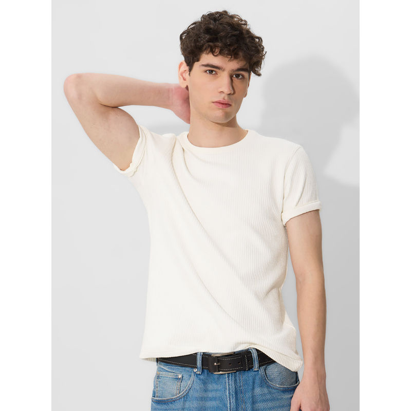 The Souled Store Originals Men Korean T-Shirt White (M)