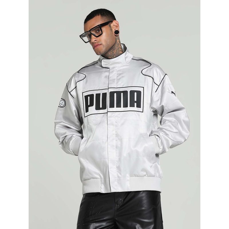 Puma Archive Seasonal Unisex Grey Oversized Fit Racer Jacket (L)