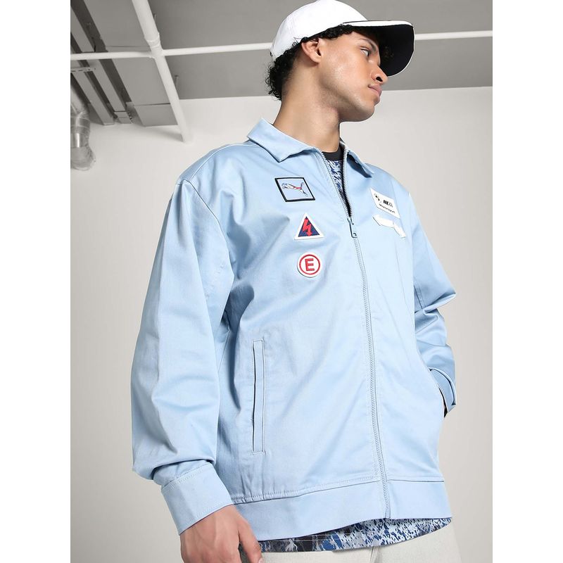Puma BMW M Motorsport Men Blue Relaxed Fit Coach Jacket (S)