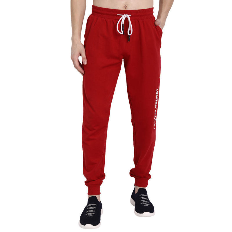 AM SWAN Premium Cotton Printed Joggers In Red (32)