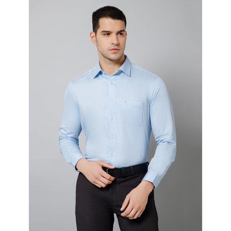 Cantabil Men Party Wear Sky Blue Full Sleeves Shirt (40)