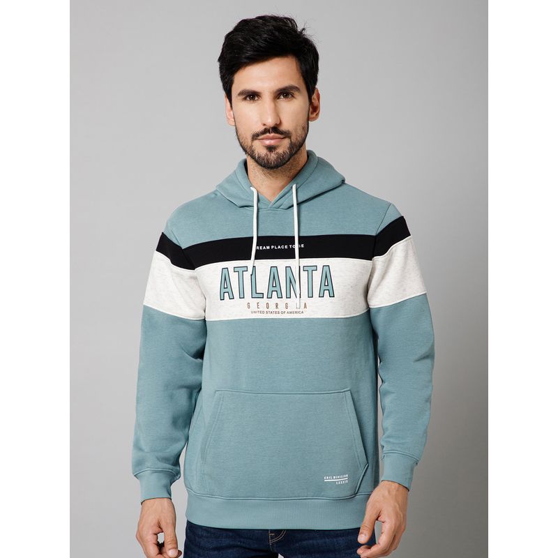 Cantabil Men Casual Light Teal Sweatshirt (M)