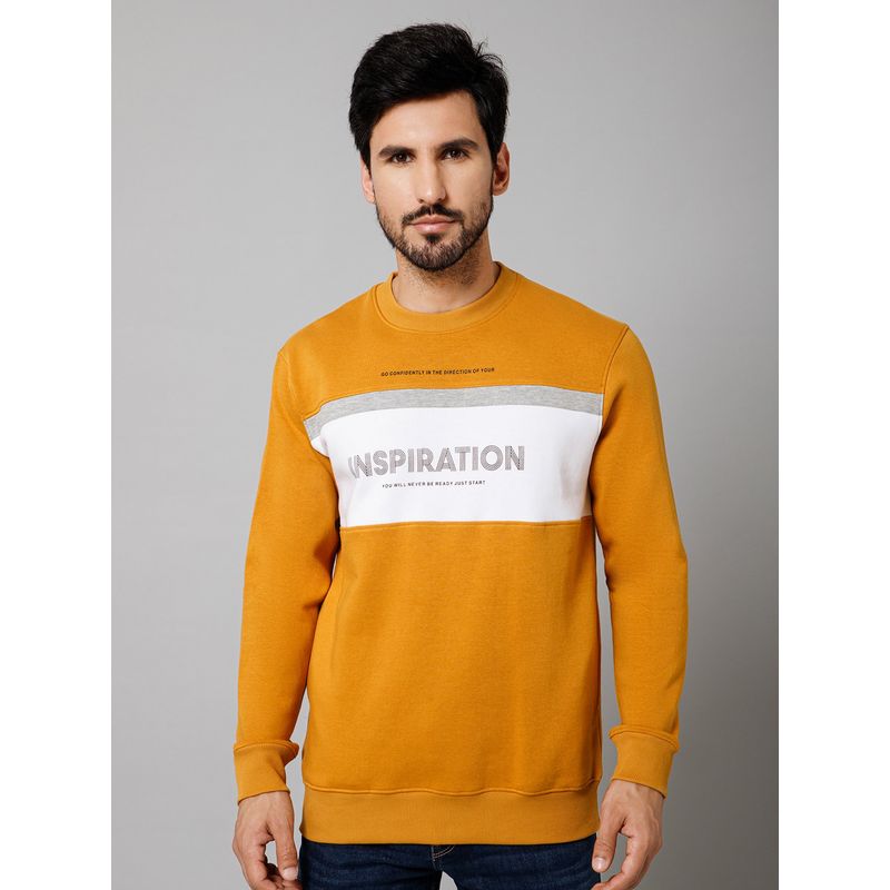 Cantabil Men Casual Mustard Sweatshirt (M)