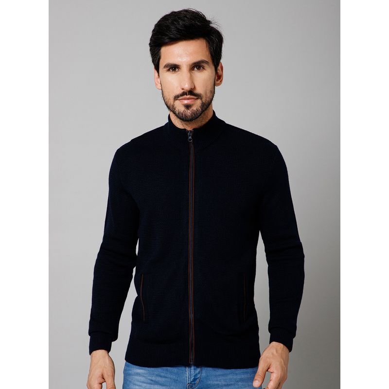 Cantabil Men Casual Navy Blue Sweater (L)