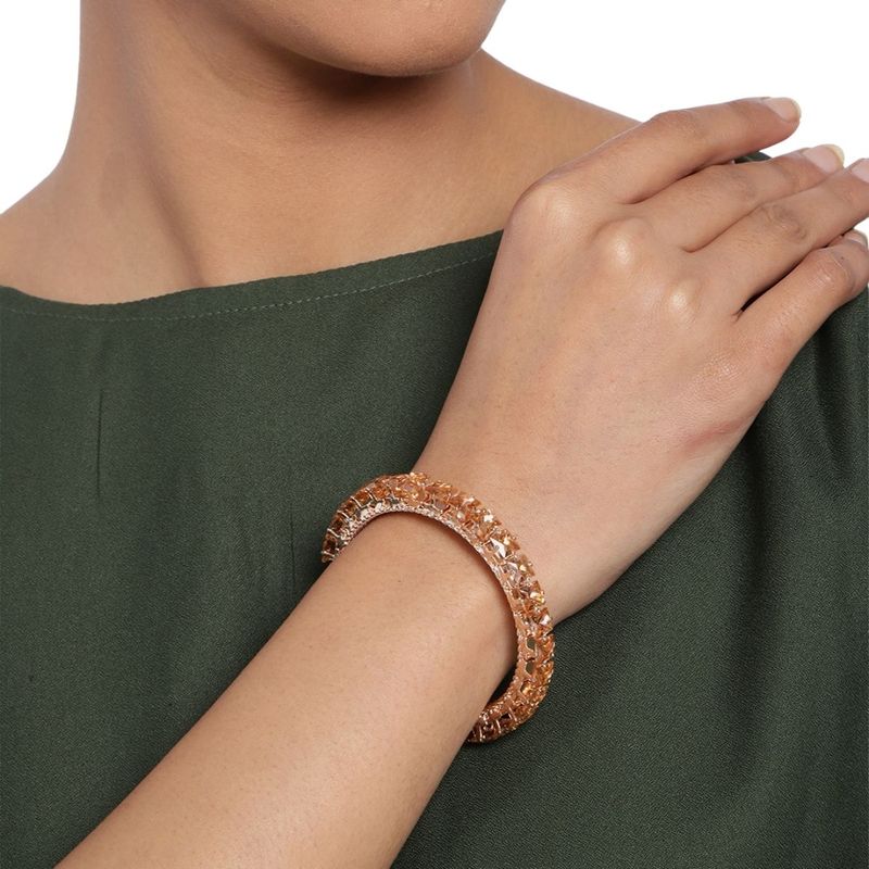 Accessher Stylish American Diamond Rose Gold Plated Bangle Bracelet For Women And Girl Buy