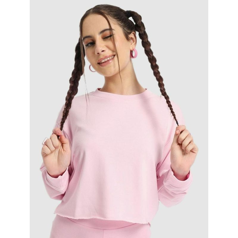 Bewakoof Women's Barely Pink Oversized Crop Sweatshirt (XL)