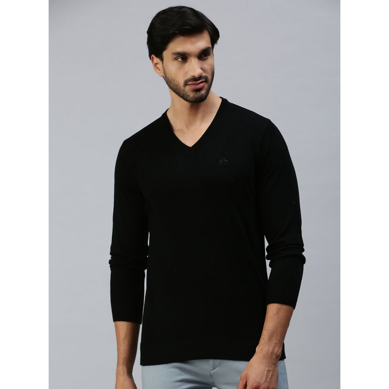 98 Degree North Men Black Solid Pullover Sweater (S)
