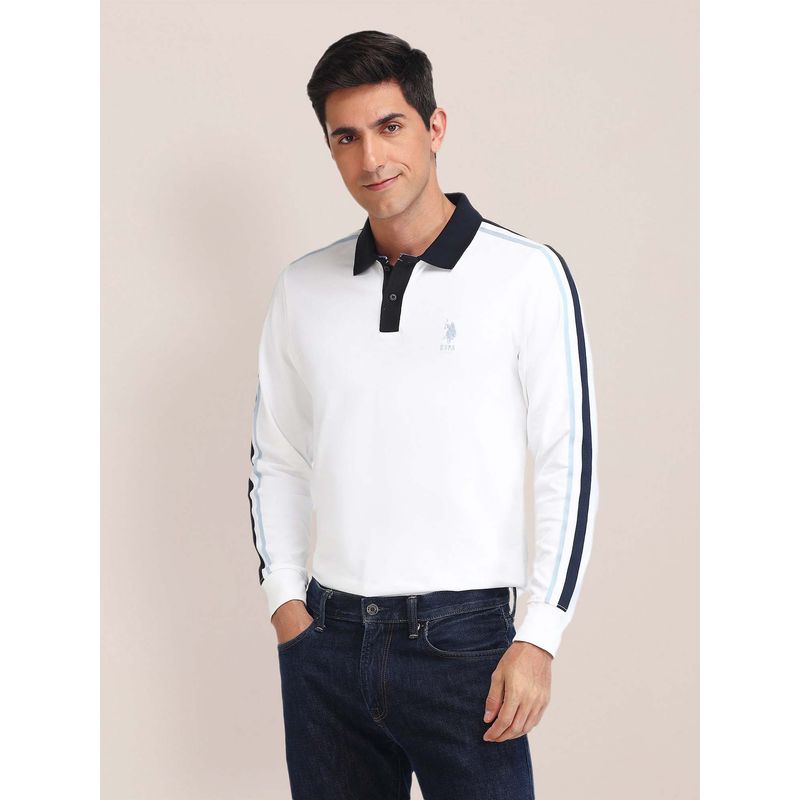 U.S. POLO ASSN. Solid Slim Fit White Polo T-Shirt (3XL)