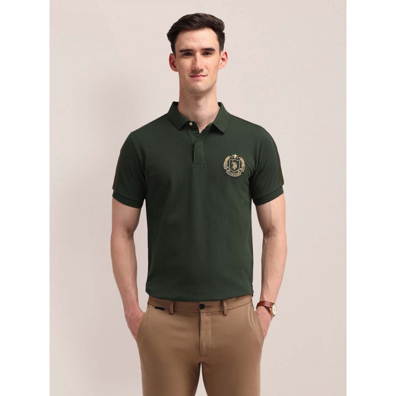 U.S. POLO ASSN. Solid Cotton Green Polo T-Shirt (L)