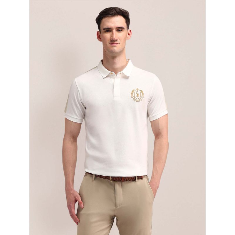 U.S. POLO ASSN. Solid Slim Fit White Polo T-Shirt (XL)