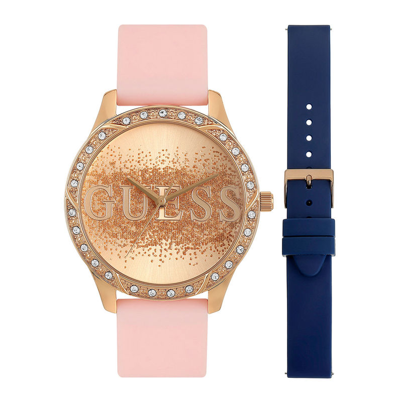 Guess Siren Diamonds White Dial Rose Gold Steel Strap Watch for Women - W0442L3