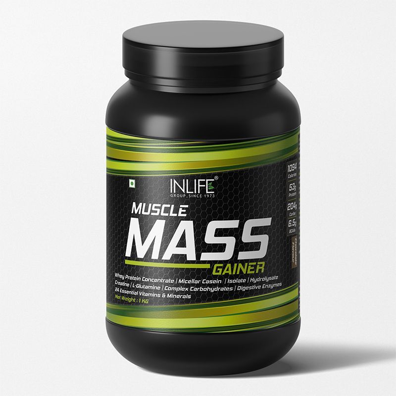 INLIFE Muscle Mass Gainer Chocolate Protein Powder with Whey Protein