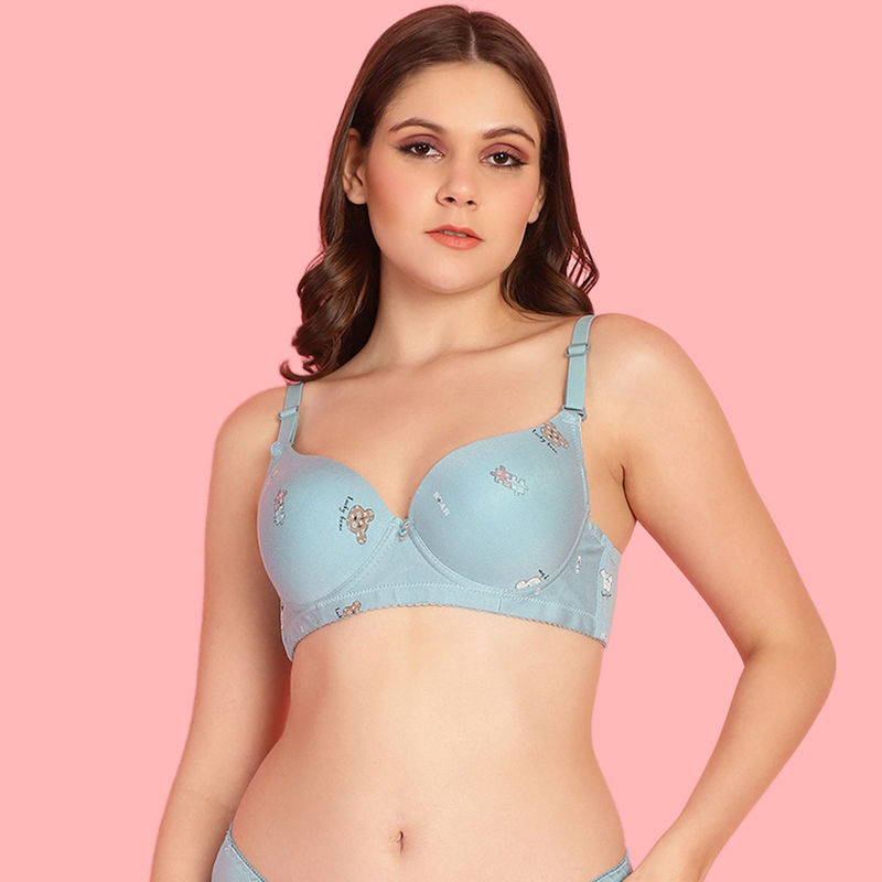 PrettyCat Lightly Padded T-Shirt Bra with Teddy Print (30B)