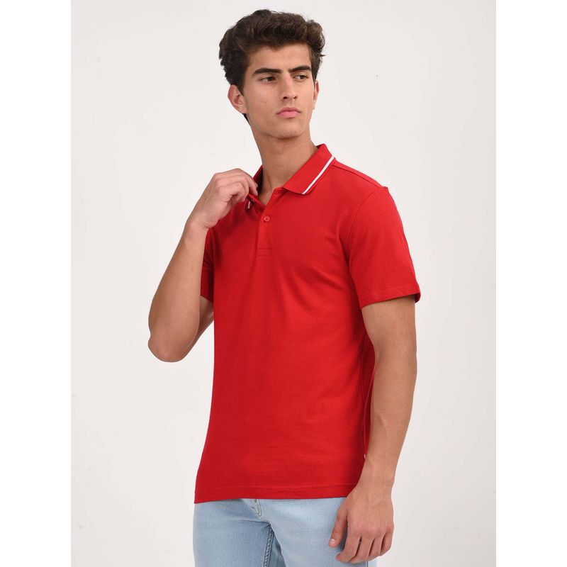 Levi's Men Red Solid Slim Fit Polo T-shirt (3XL)