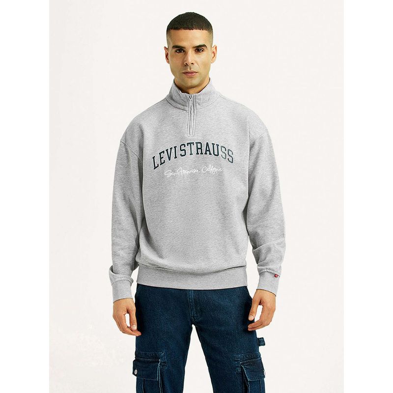 Levi's Men Light Grey Typography Printed Sweatshirt (L)