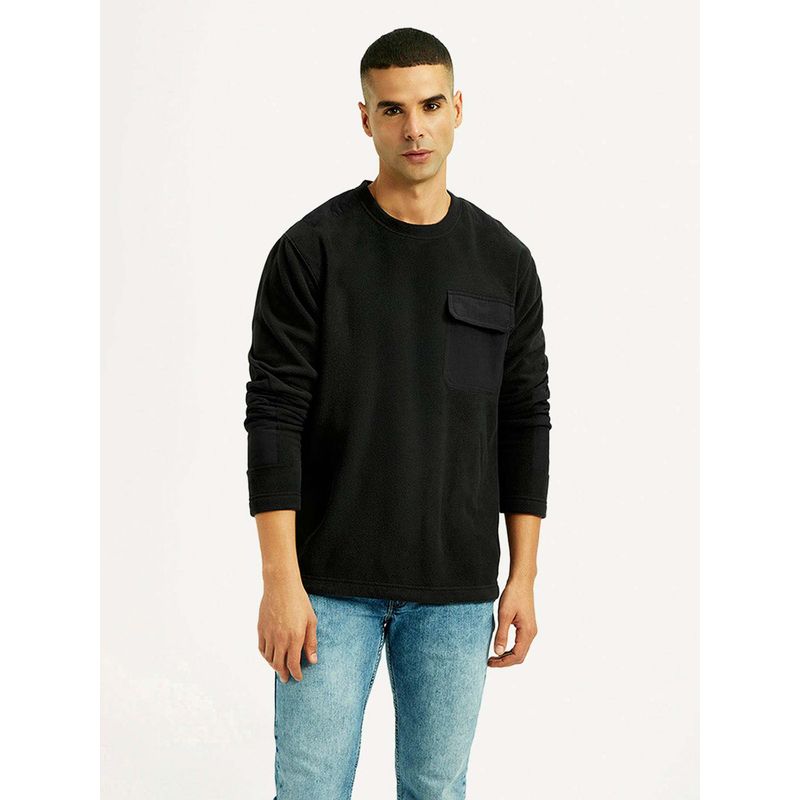 Levi's Men Solid Black Crew Neck Sweatshirt (S)