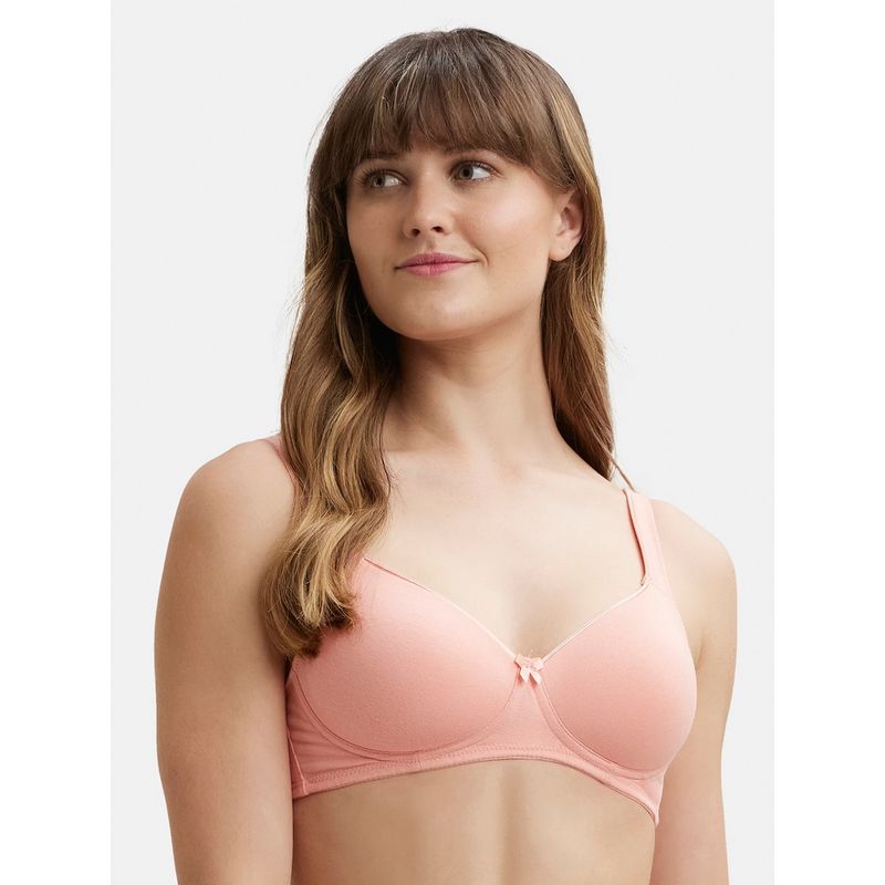 Jockey FE35 Wirefree Padded Super Combed Cotton Elastane T-Shirt Bra - C. Peach (38B)