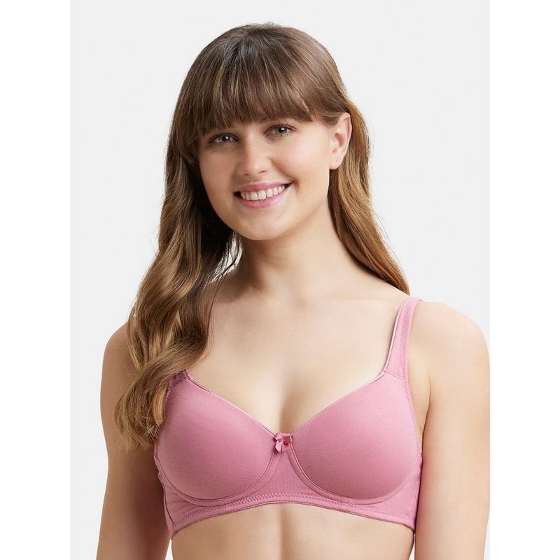 Jockey Fe35 Full Coverage Wirefree Padded T-Shirt Bra With Wider Adjustable Straps Pink (32C)
