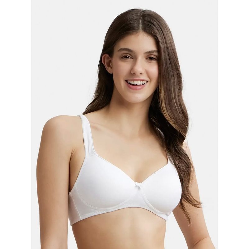 Jockey Fe35 Full Coverage Wirefree Padded T-Shirt Bra With Wider Adjustable Straps White (32B)