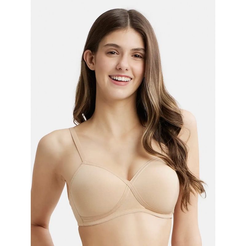 Jockey FE40 Wirefree Padded Super Combed Cotton Elastane T-Shirt Bra - Light Skin (36B)