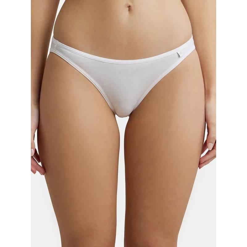 Jockey SS02 Women Super Combed Cotton Elastane Low Waist Bikini - White (M)