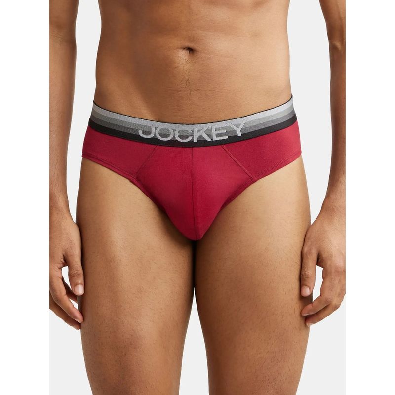 Jockey US07 Men Super Combed Cotton Elastane Stretch Solid Brief - Red Pepper (XL)