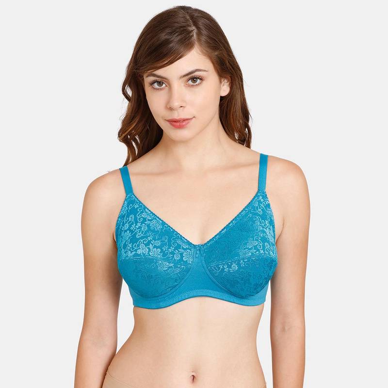 Zivame Rosaline Everyday Double Layered Non-Wired 3-4th Coverage Bra - Fjord Blue (32C)