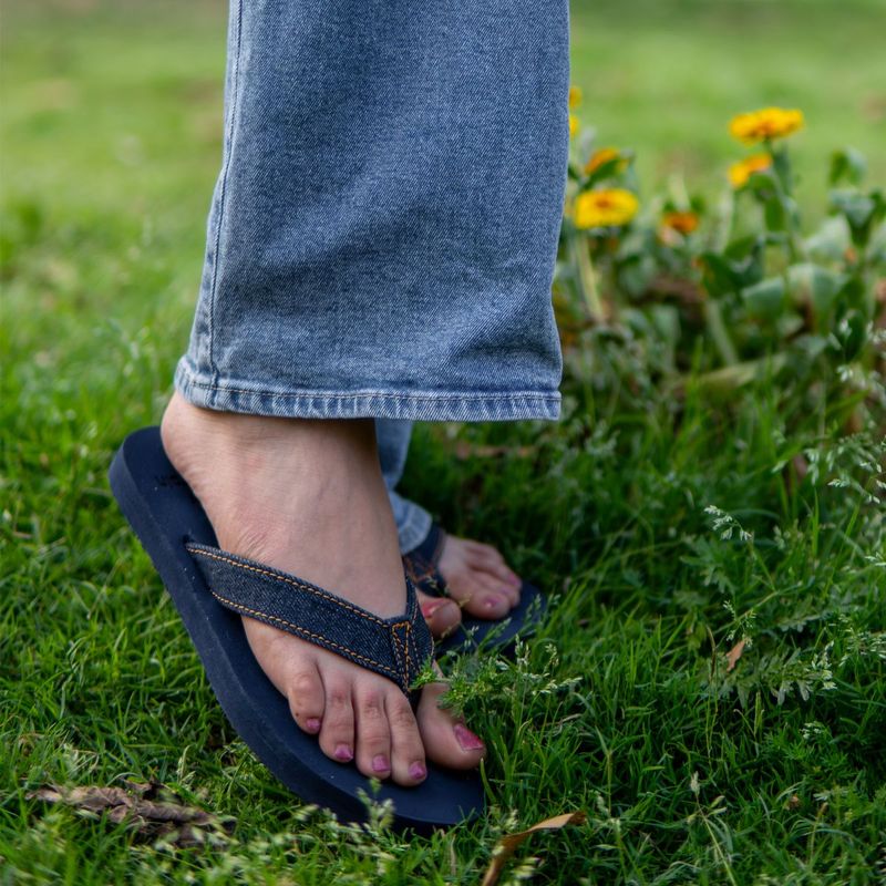 NoStrain Women Navy Blue Denim Arch Flipflops (UK 6)