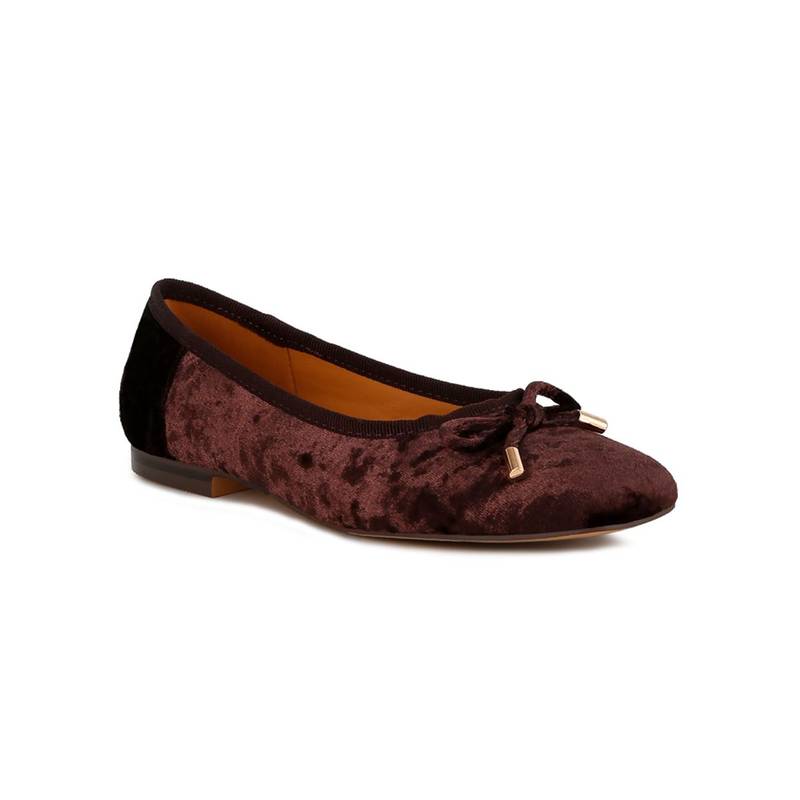 Rag & Co Velvet Bow Brown Ballerina (UK 3)