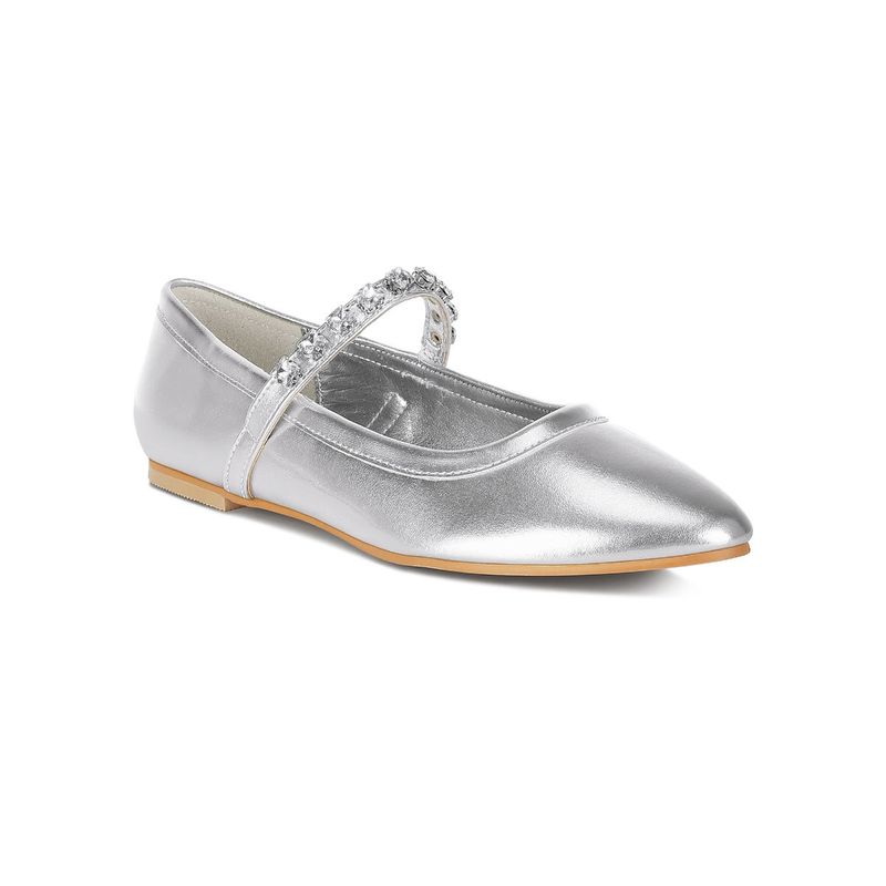 Rag & Co Metallic Mary Jane Silver Ballerina (UK 3)