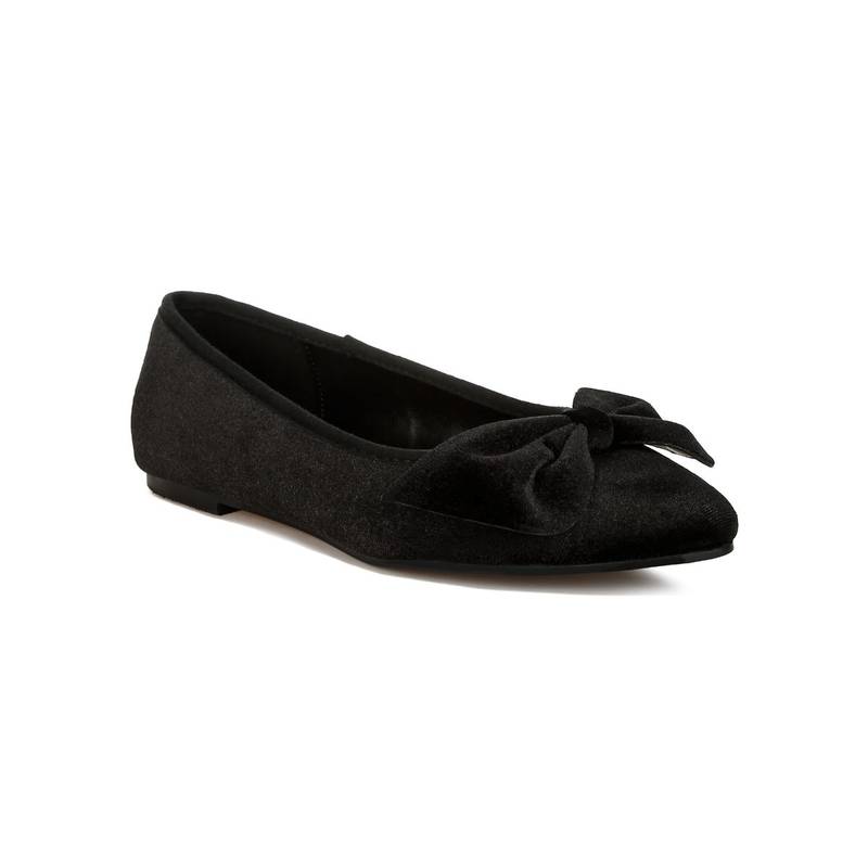 Rag & Co Velvet Bow Detail Black Ballerina (UK 3)