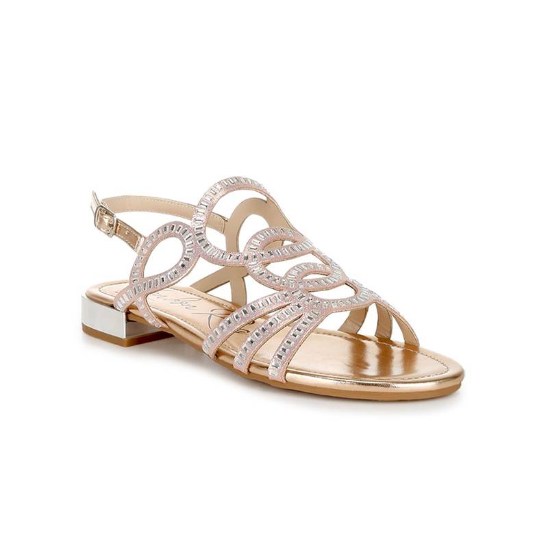 London Rag Cut Out Detail Rhinestone Rose Gold Sandals (UK 3)