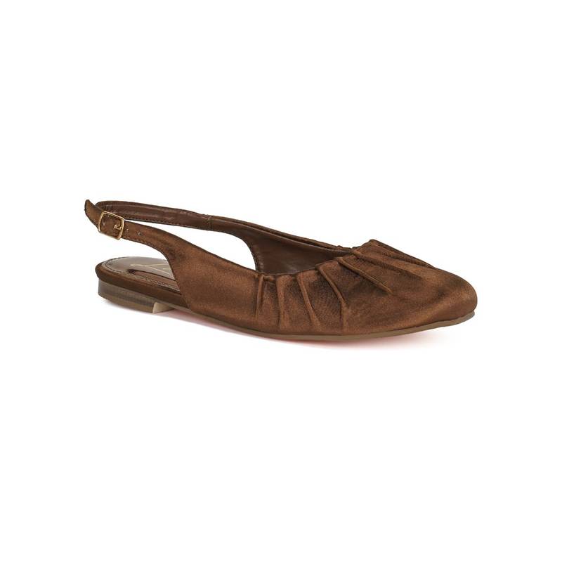 London Rag Satin Square Toe Slingbacks Brown Sandals (UK 4)