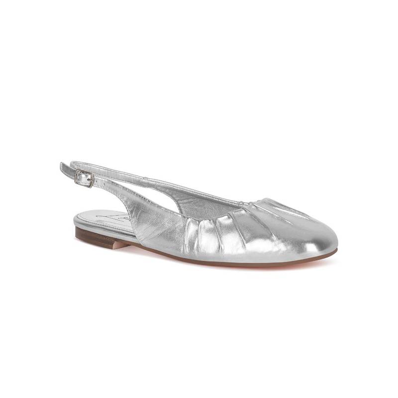 London Rag Metallic Square Toe Silver Slingbacks Sandals (UK 3)