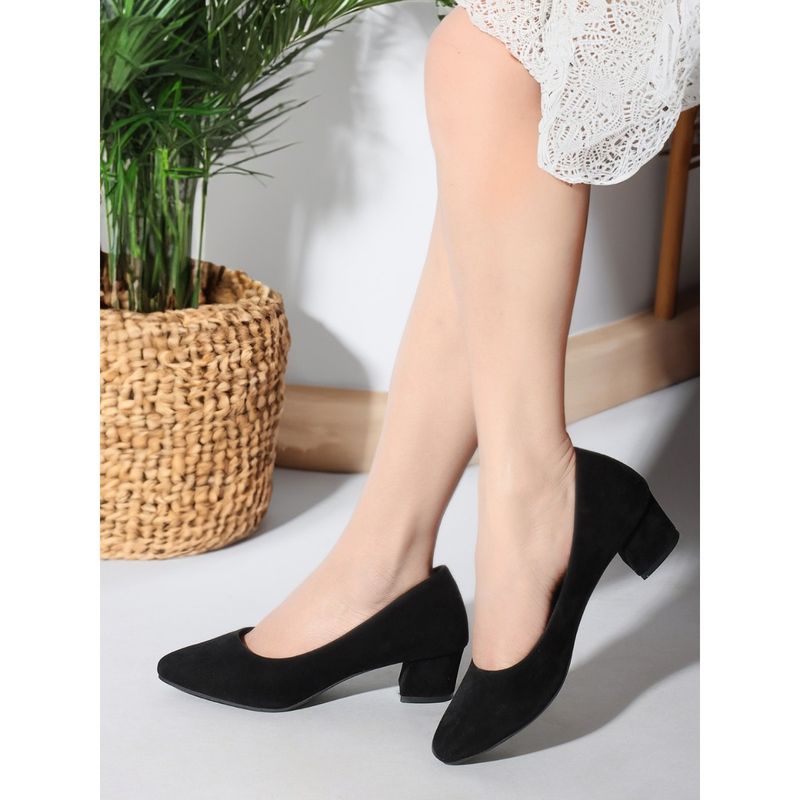 Iconics Black Slip On Block Women Heels (EURO 37)